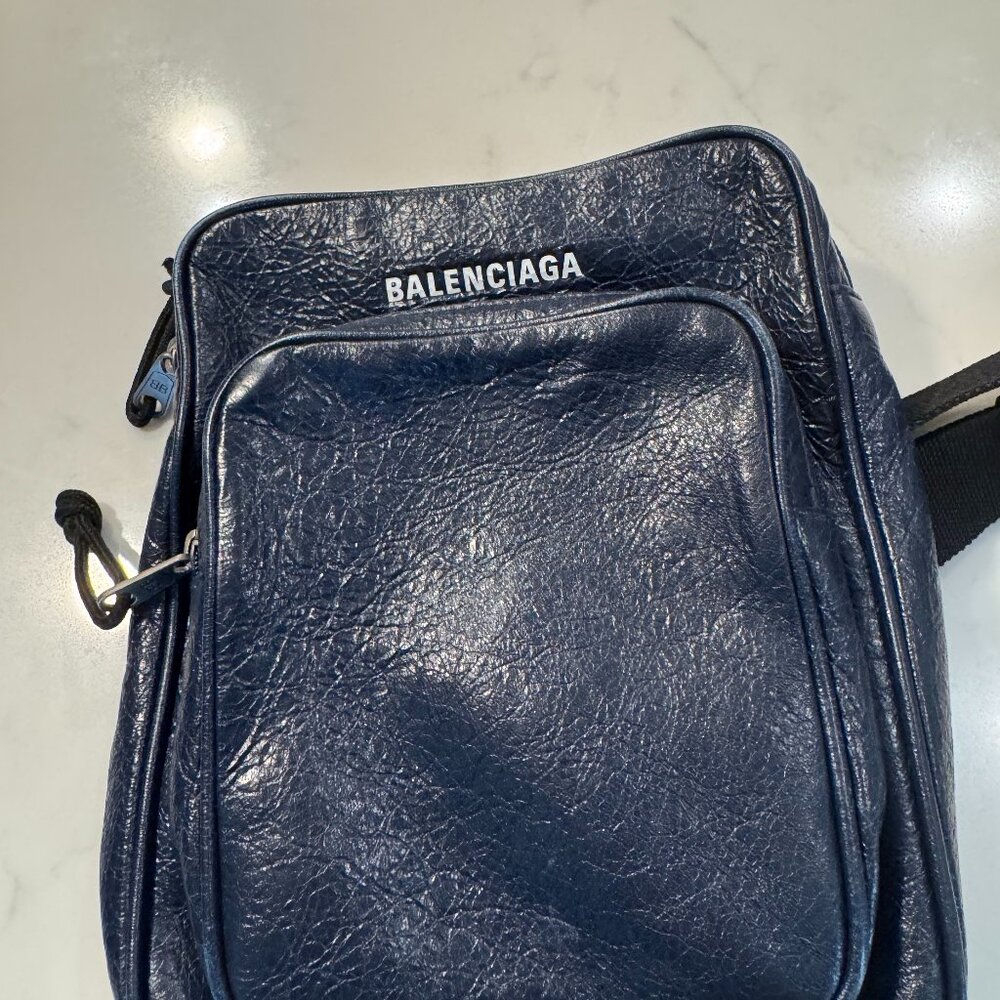 Balenciaga Navy Blue Leather Crossbody / Shoulder Bag – Men’s – Gently Used